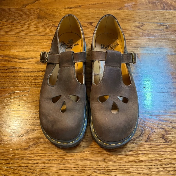 Dr. Martens Shoes Dr Martens Brown Mary Jane Shoes With Cut Outs